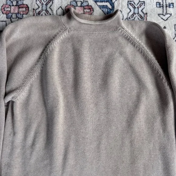 J. Crew 1988 Rollneck Sweater Beige 100% Cotton - size Large - Picture 2 of 7